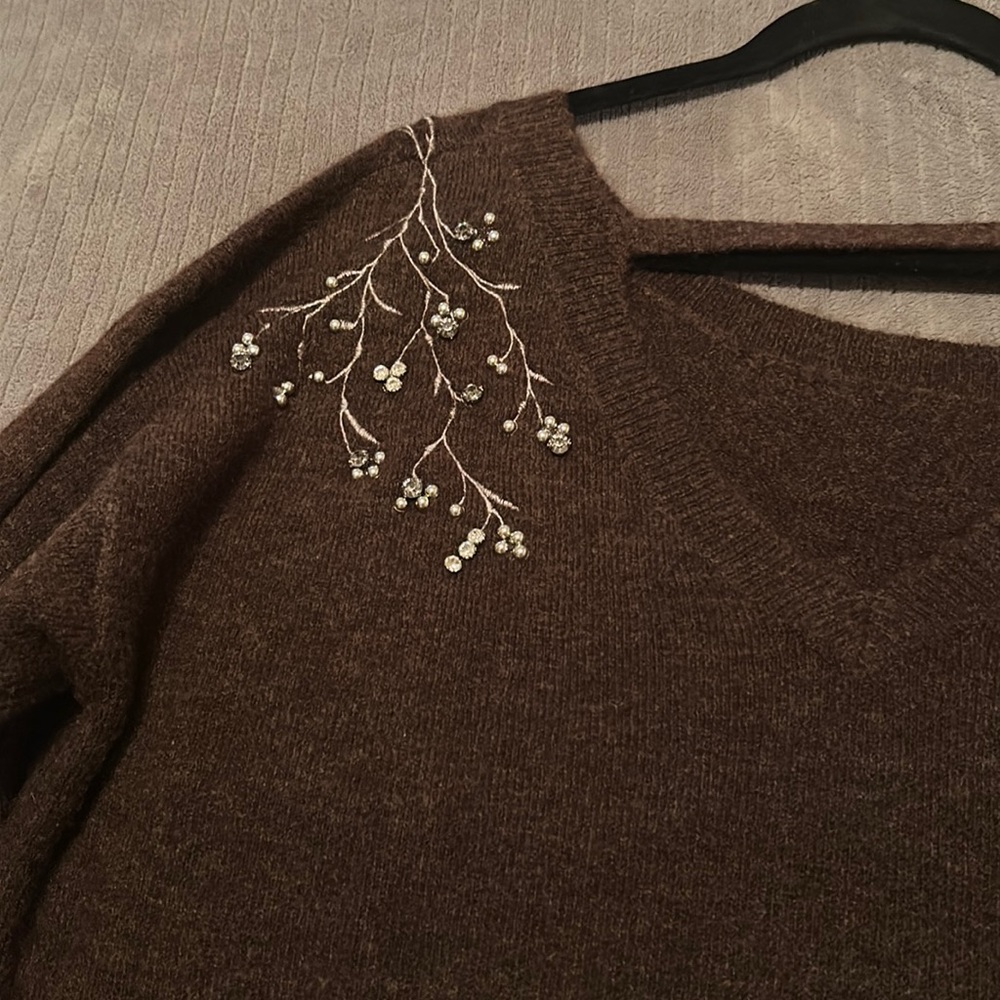 Two embroidered sweaters by Democracy. XL. Gently used.